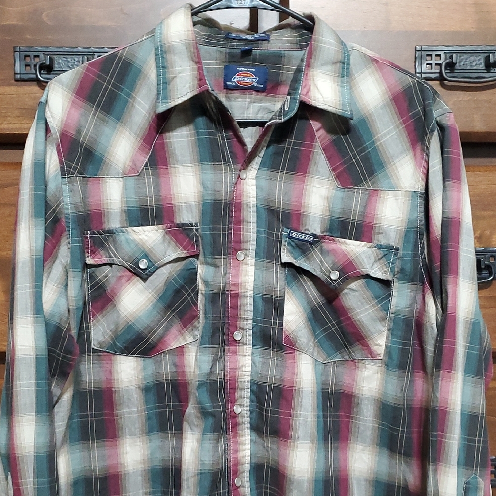 Dickies Western Cowboy Snap Button Down Shirt